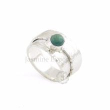 Handmade Textured Gemstone 925 Sterling Silver Ring